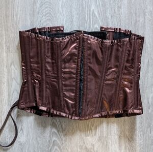 Brown Satin Taffeta Steel Bone Underbust Corset